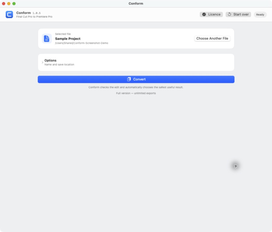 Conform ready to convert a Final Cut Pro timeline into editable XML for Premiere Pro